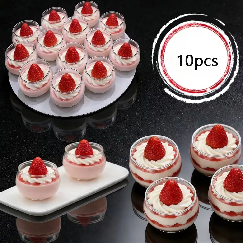 Round Small Plastic Dessert Cups Mini Clear Plastic Bowls, Recyclable, Shatter Resistant, Clear Plastic Plastic Salad Bowls