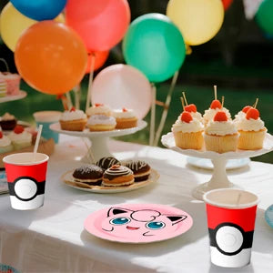 Pokemon Party Supplies,120 Pcs Pokemon Birthday Party Tableware Set-Pokemon Plates Napkins Cups etc Pokemon Birthday Decorations