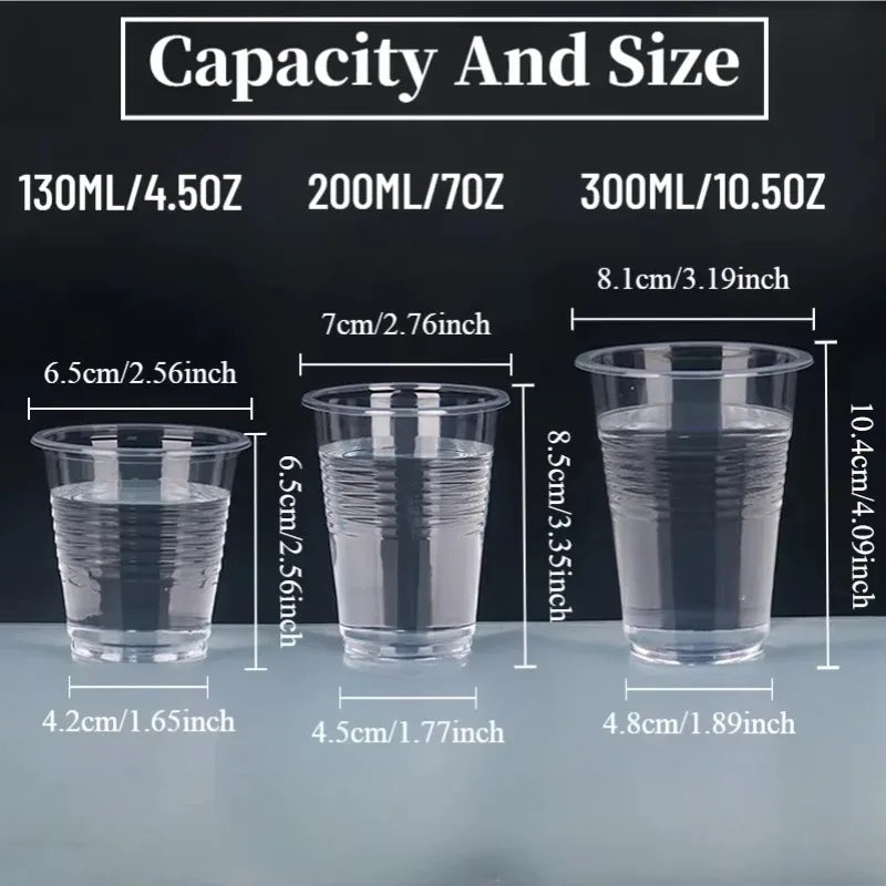 50/100PCS Clear Plastic Cups Disposable Plastic Cups Outdoor Picnic Birthday Weddings Party Kitchen Cold Drinks Juice Tableware