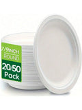 9 Inch Disposable Plates, for Parties, BBQ, Kids Crafts. 23x23cm, Sturdy, Bulk 50 Pcs