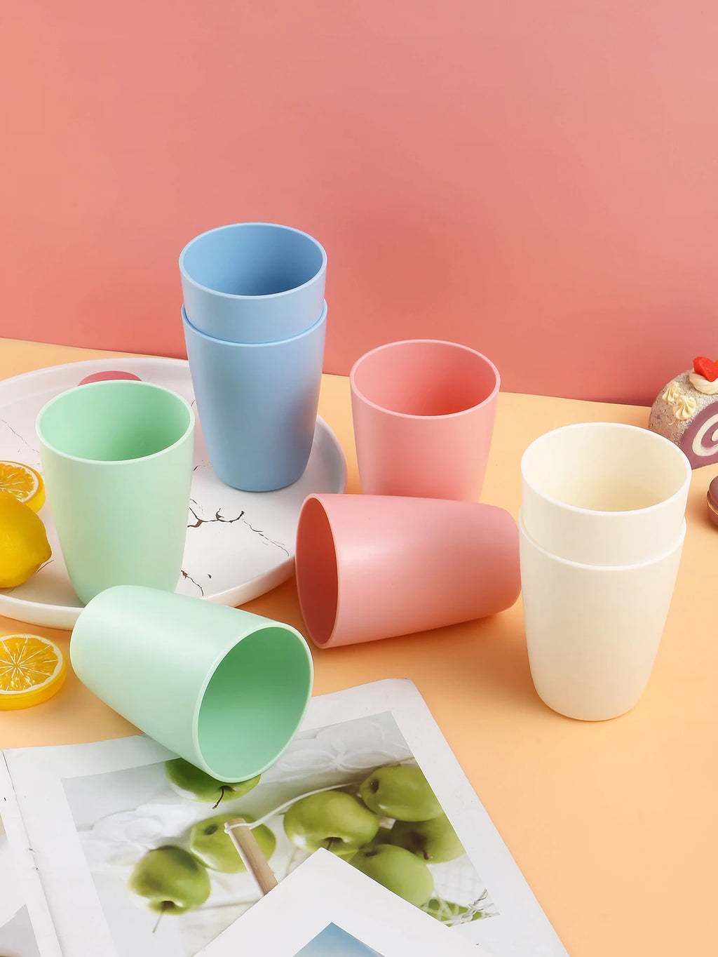 4/11pcs Colorful plastic cups, reusable, PP material, suitable for camping picnic kitchen, healthy material, easy to clean, dish