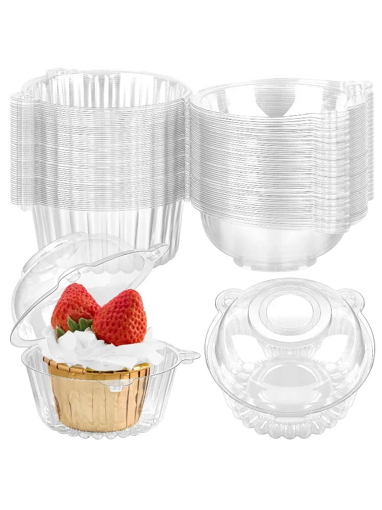 100pcs Disposable Plastic Dessert Cups With Lid for Pudding Cake Jelly Ice Cream Bowls Cups Home Parties Takeout Food Container