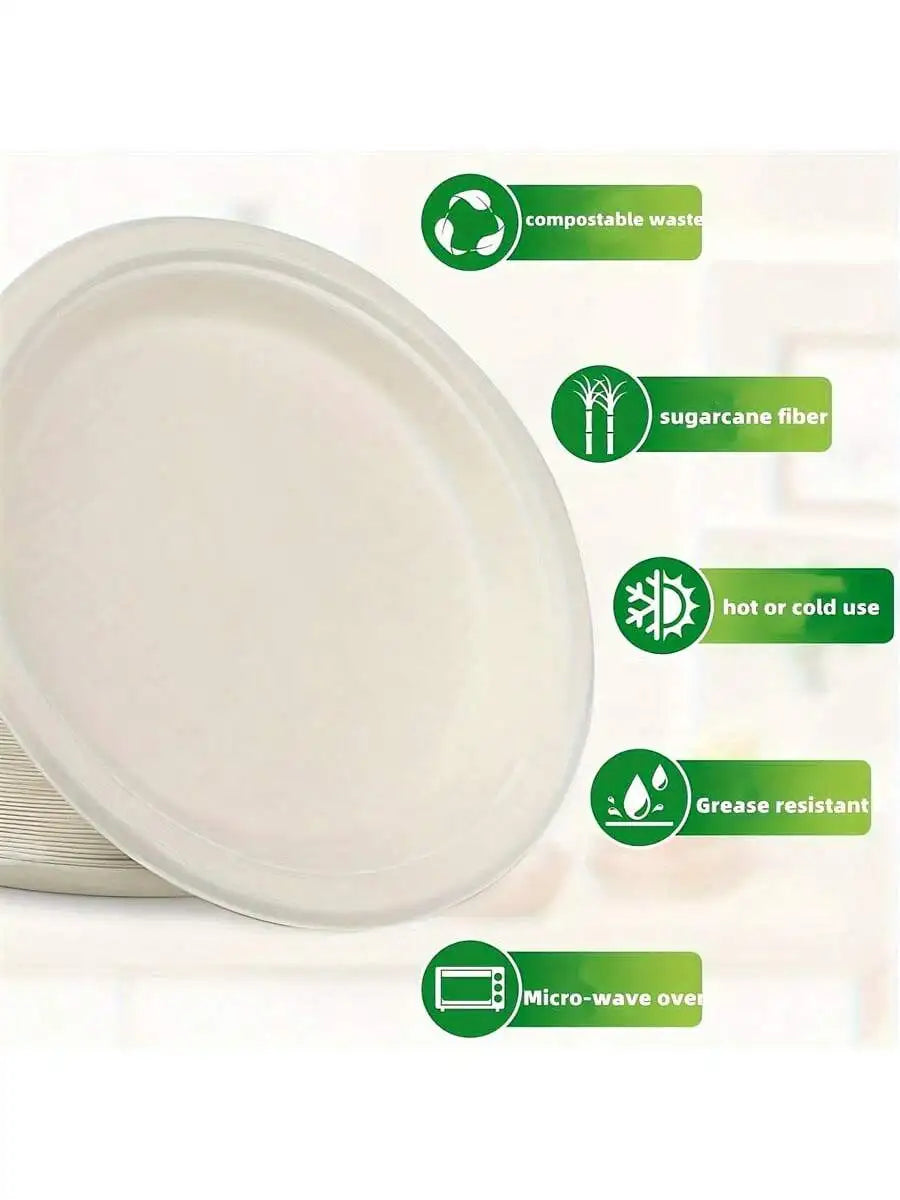 9 Inch Disposable Plates, for Parties, BBQ, Kids Crafts. 23x23cm, Sturdy, Bulk 50 Pcs