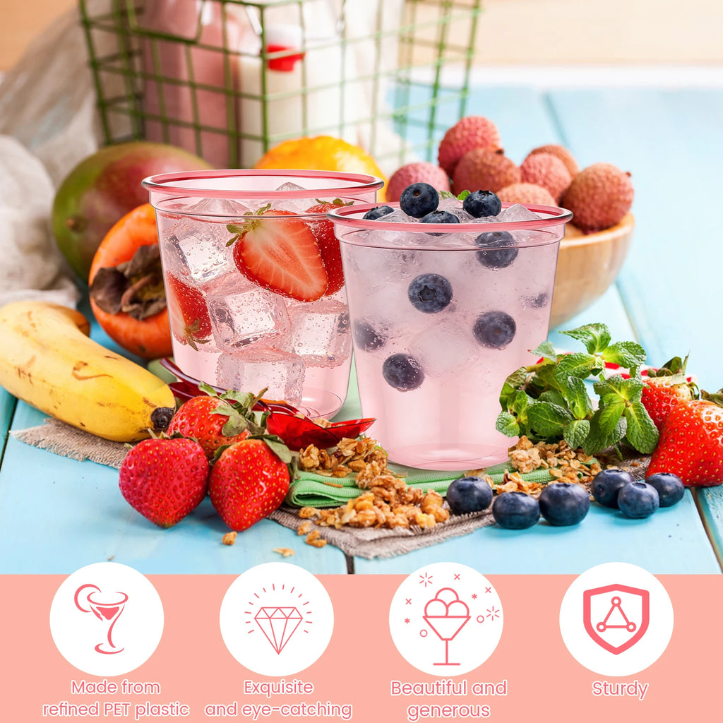 50/100PCS Disposable Transparent Plastic Cups Household Drinking Cups Fruit Juice Coffee Cocktail Cup Birthday Wedding Party