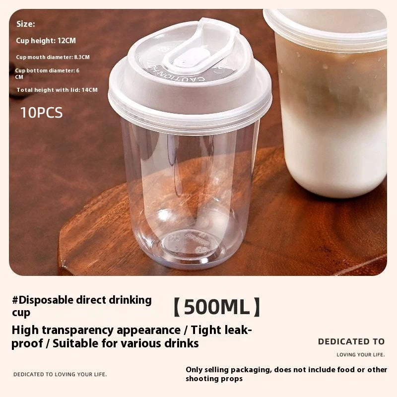 10pcs Transparent Coffee Cups With Lids U-shaped Disposable Cups For Hot Drink Milk Tea Takeaway Beverage Cups
