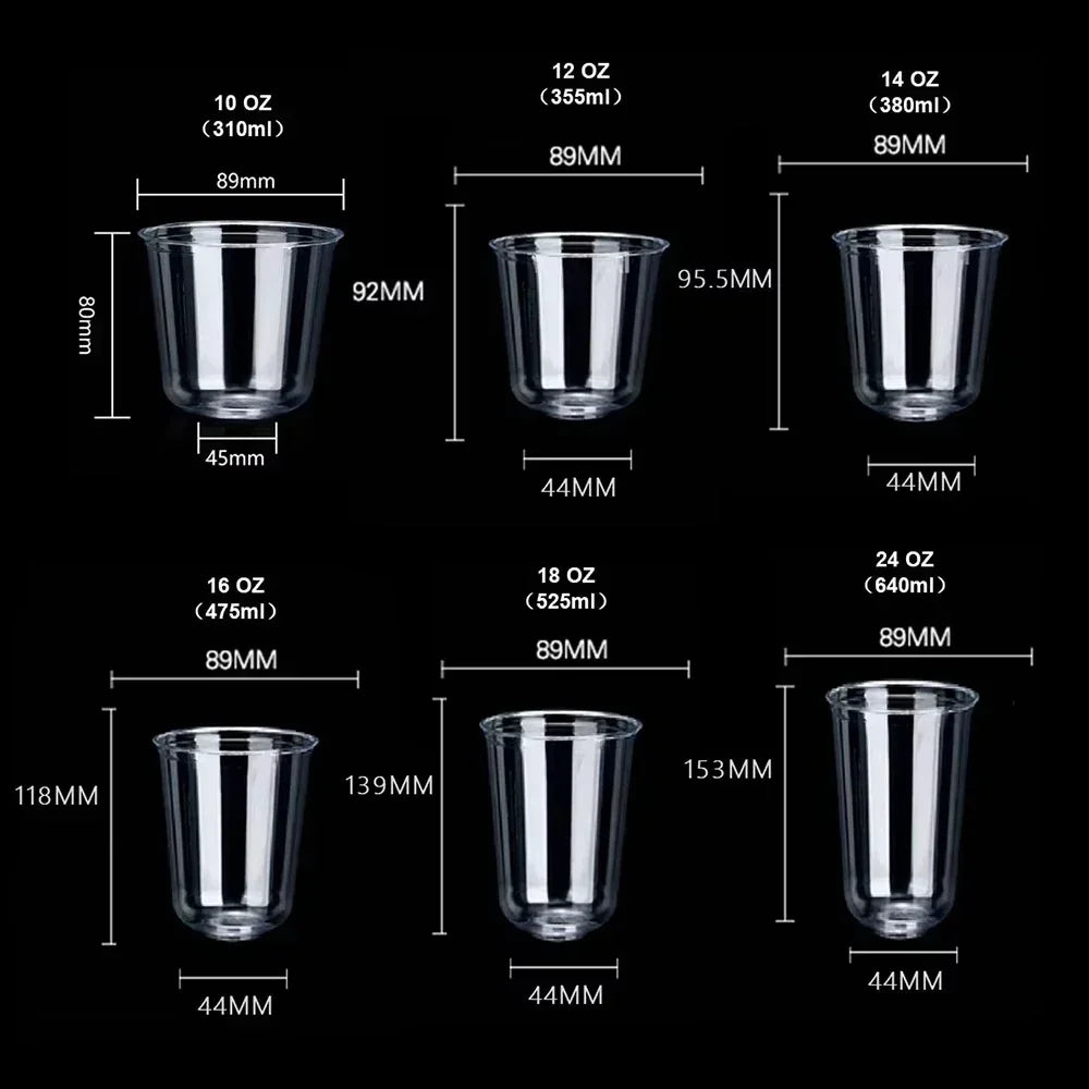 蓋つき高品質使い捨てプラスチックパーティーカップ PET製クリアカップ アイスコールドドリンク、コーヒー、ミルクティー、ジュース、スムージー用プラスチックカップ