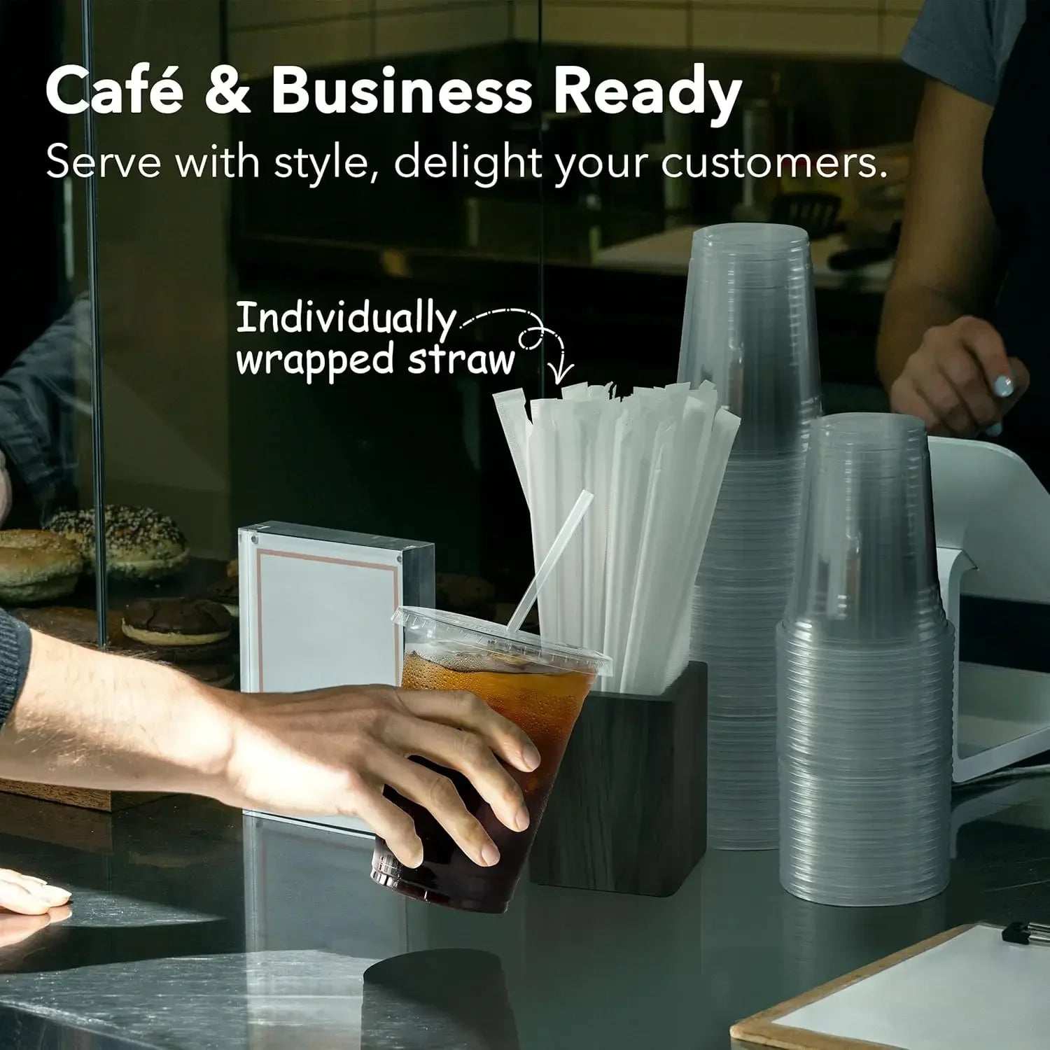 Disposable Plastic Cup With Lid, Perfect For Weddings, Birthdays, Parties, Camping, Smoothies, Milkshakes And Coffee
