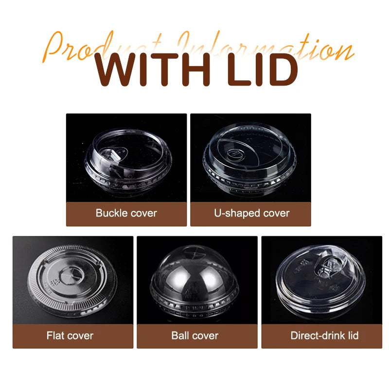 10PCS Clear Plastic Cup With Strawless Lids Disposable Cups For Iced Coffee Or Juice Party Smoothie Milkshake Cold Drinks