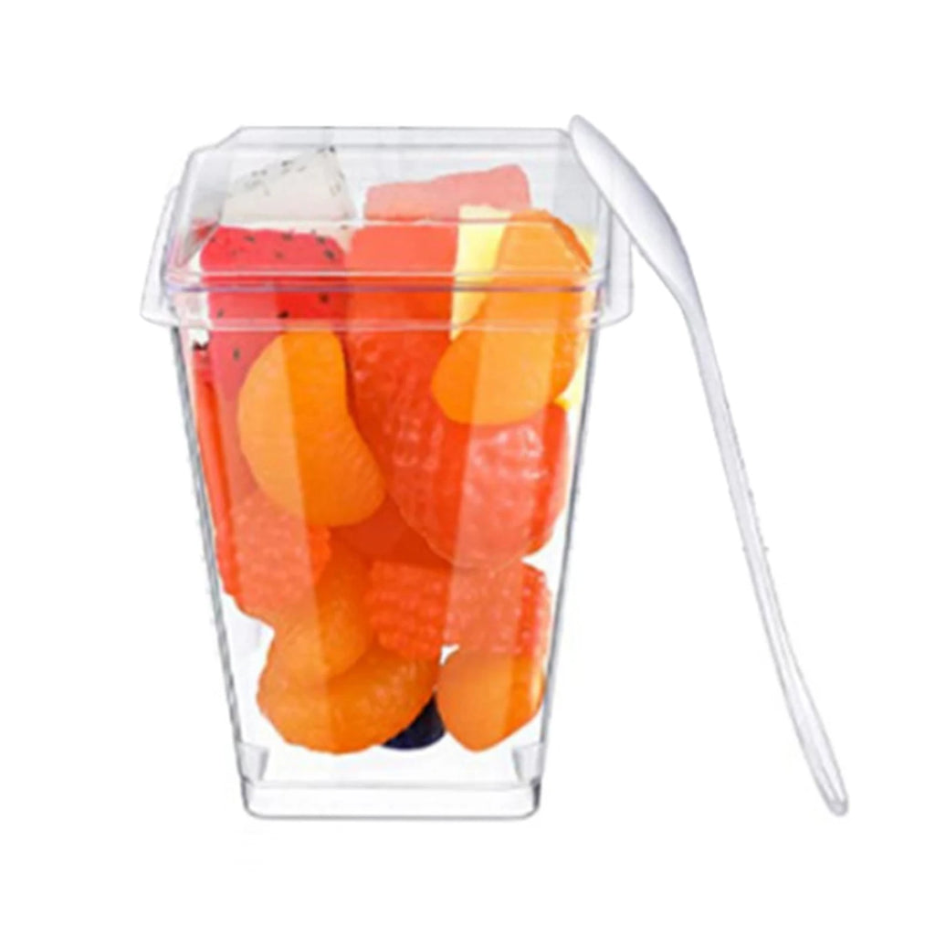 Clear Plastic Dessert Cups Material Reusable Easy Clean Perfect for Parties Fruit Pudding Ice Cream Snacks Stackable Storage
