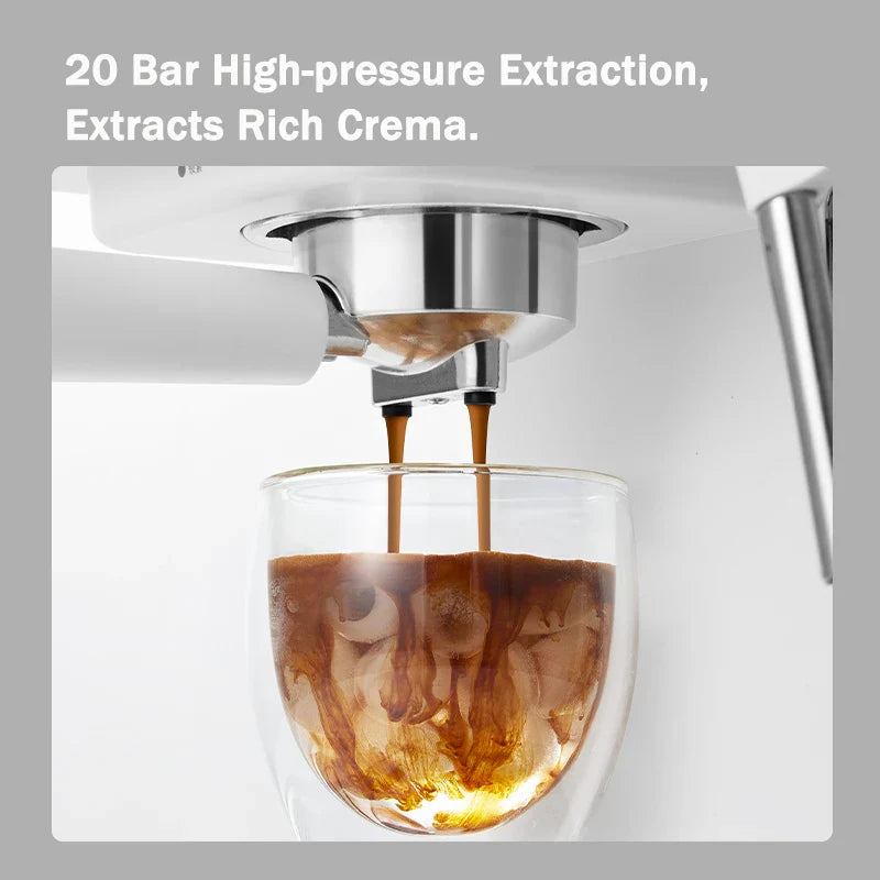 Petrus Espressomaschine 51MM 20 Bar mit Metallplatte, leistungsstarker Dampfstab für Americano Mocha Latte, PE2170 (220V)