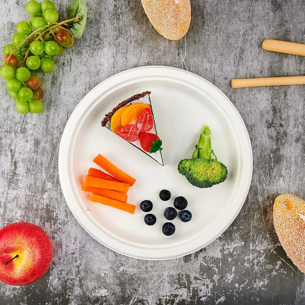 9 Inch Disposable Plates, for Parties, BBQ, Kids Crafts. 23x23cm, Sturdy, Bulk 50 Pcs