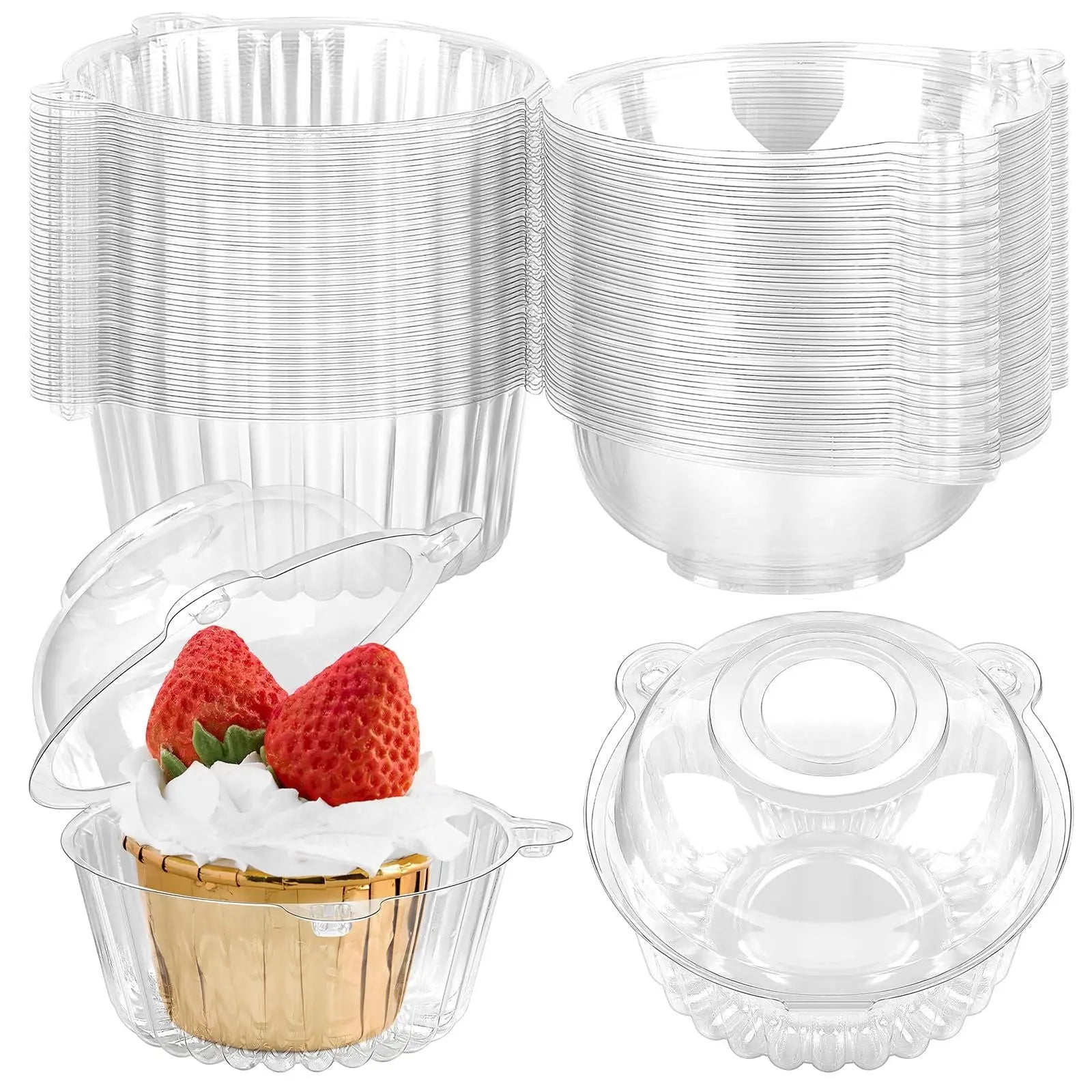 100pcs Disposable Plastic Dessert Cups With Lid for Pudding Cake Jelly Ice Cream Bowls Cups Home Parties Takeout Food Container
