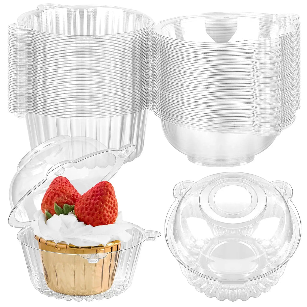 100pcs Disposable Plastic Dessert Cups With Lid for Pudding Cake Jelly Ice Cream Bowls Cups Home Parties Takeout Food Container