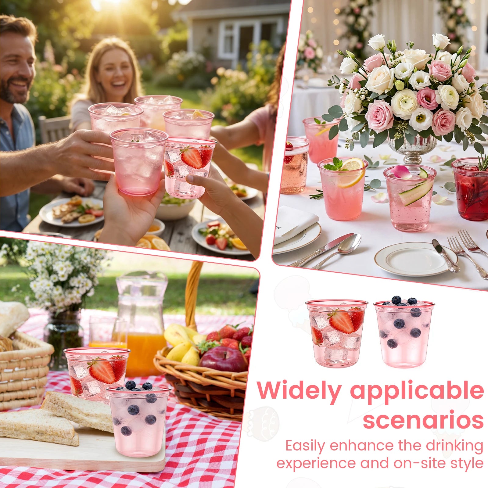 50/100PCS Disposable Transparent Plastic Cups Household Drinking Cups Fruit Juice Coffee Cocktail Cup Birthday Wedding Party