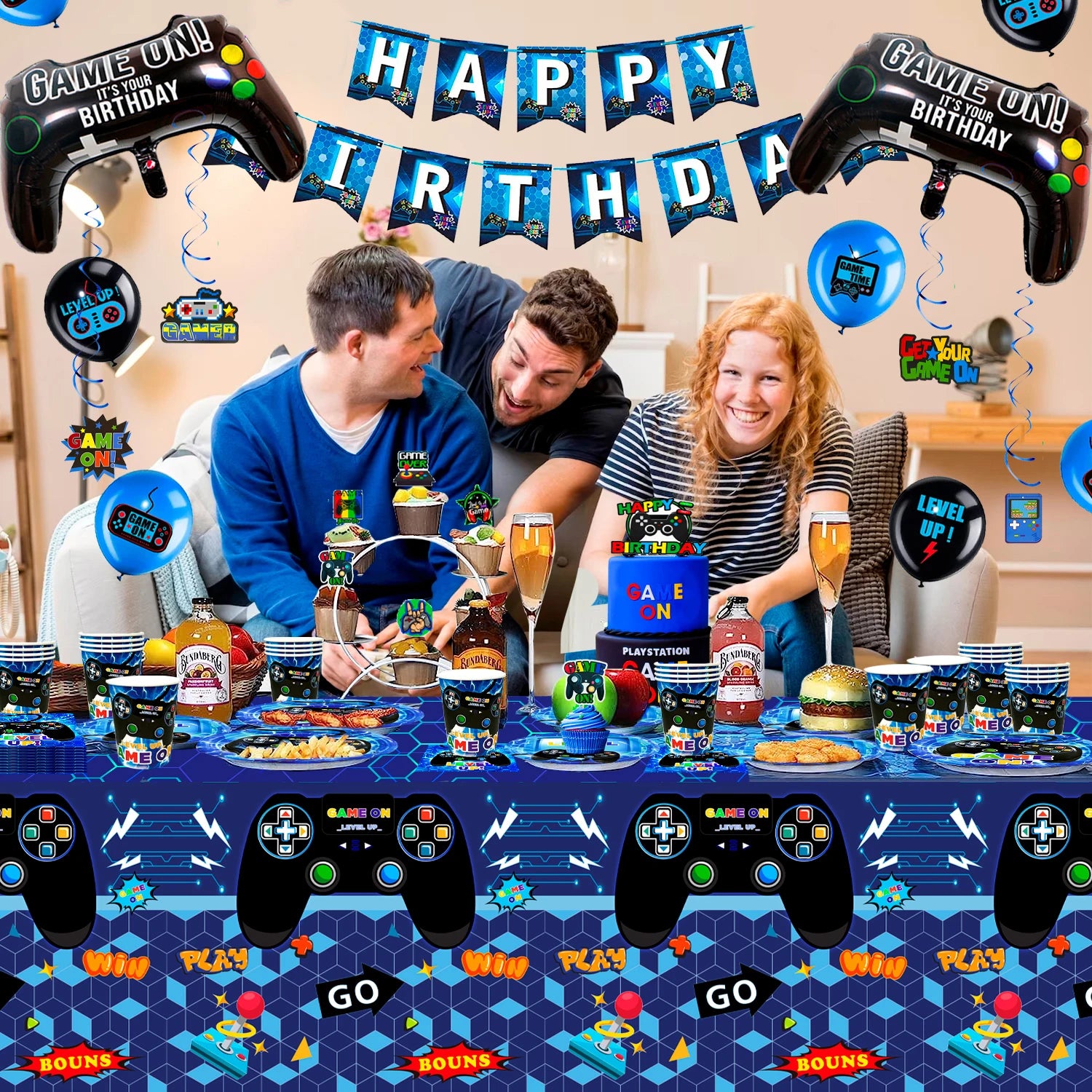 151 Pcs Video Game Party Decorations&Tableware-Video Game Party Plates Tablecloth Balloons etc Video Game Birthday Decorations