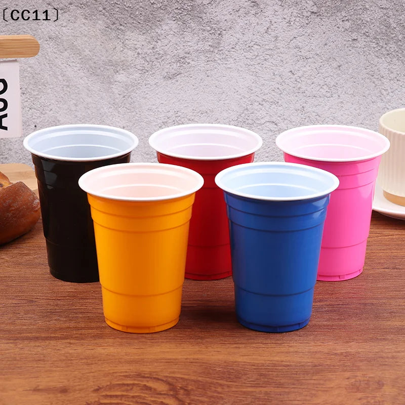 〔CC11〕10Pcs Multiple 16OZ Plastic Cups Drinking Cups Disposable Cups  Water Cups For Graduation Ceremonies Beverages Drinks
