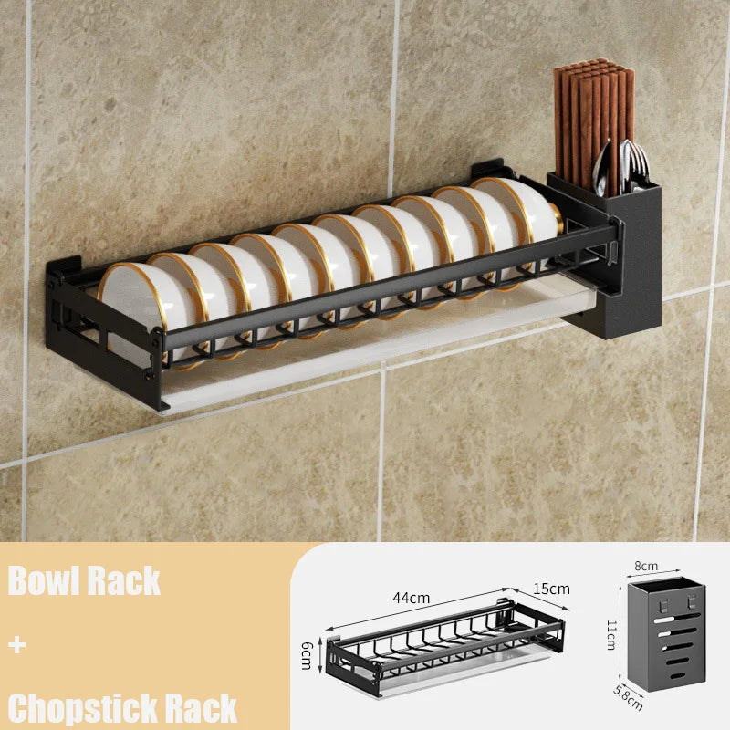 DecorBites Kitchen Wall Organizer Rack – Utensil Drainer & Storage Shelves