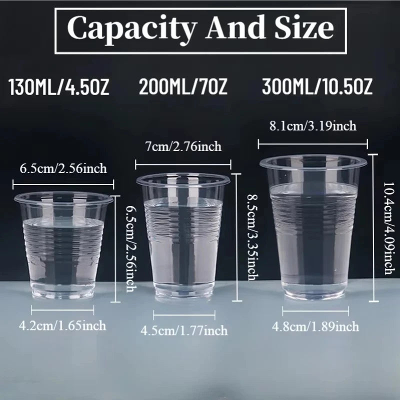 50/100PCS Disposable Plastic Cups Disposable Drinking Cups Suitable Beverages Fruits Coffee Birthday Parties Wedding Banquets