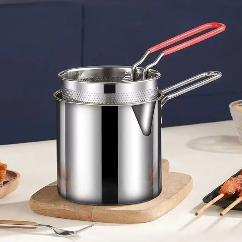 DecorBites Deep Fryer Pot with Strainer – Chicken & French Fry Fryer