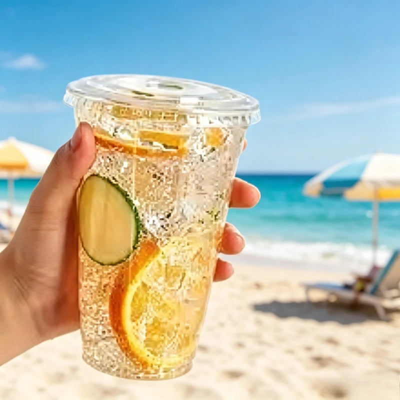 50Pcs/Set 12/16OZ Clear Disposable Plastic Cups With Lids For Iced Coffee Smoothie Milkshake Cold Drinks Birthday Party Supplies