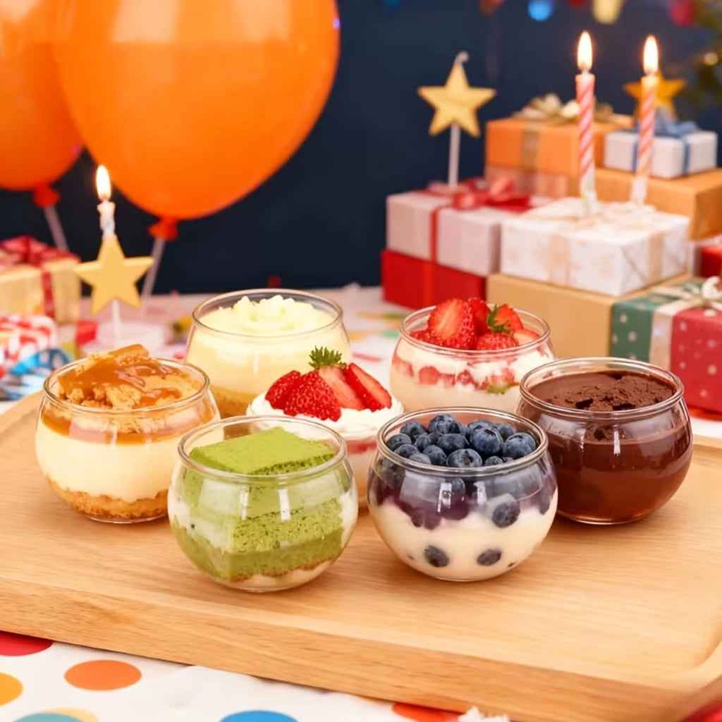 Round Small Plastic Dessert Cups Mini Clear Plastic Bowls, Recyclable, Shatter Resistant, Clear Plastic Plastic Salad Bowls