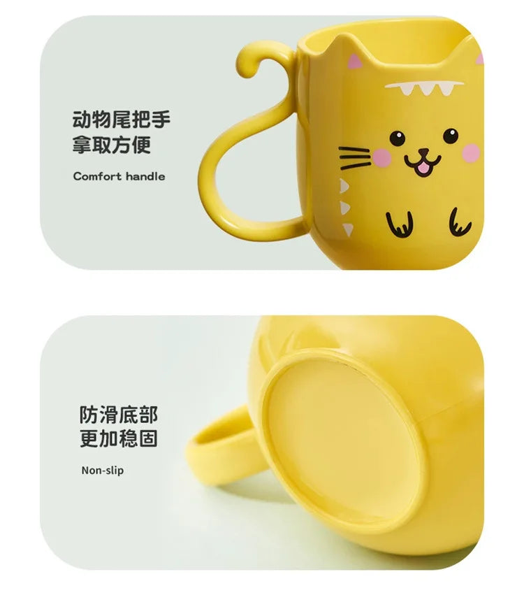 Cute Plastic Cups Cartoon Toothbrush Gargle Cup Creative Cat Dog Mouthwash Cup Wash Brush Cups Household Bathroom Supplies