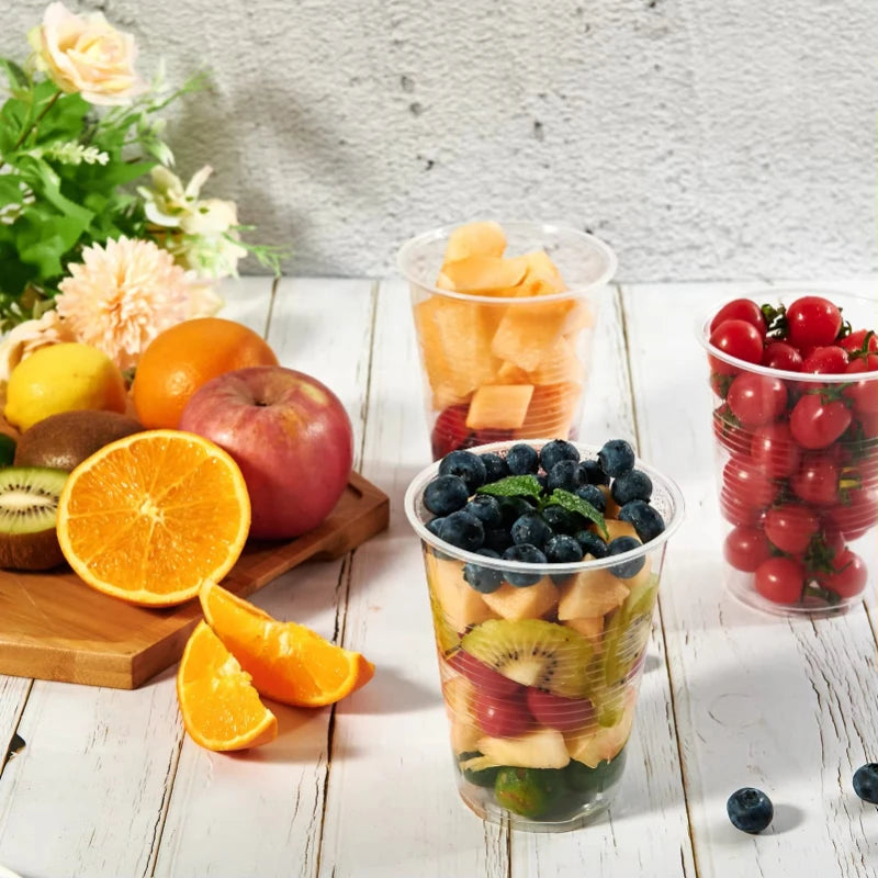 50/100PCS Disposable Transparent Plastic Cups Household  Drinking Cups Fruit Juice Coffee Ice Cream Birthday Wedding Party