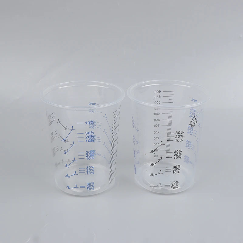 Transparent Plastic With Printed Pp Engraved Measuring Cup Disposable Clear Graduated Plastic Mixing Cups For Paint UV Resin