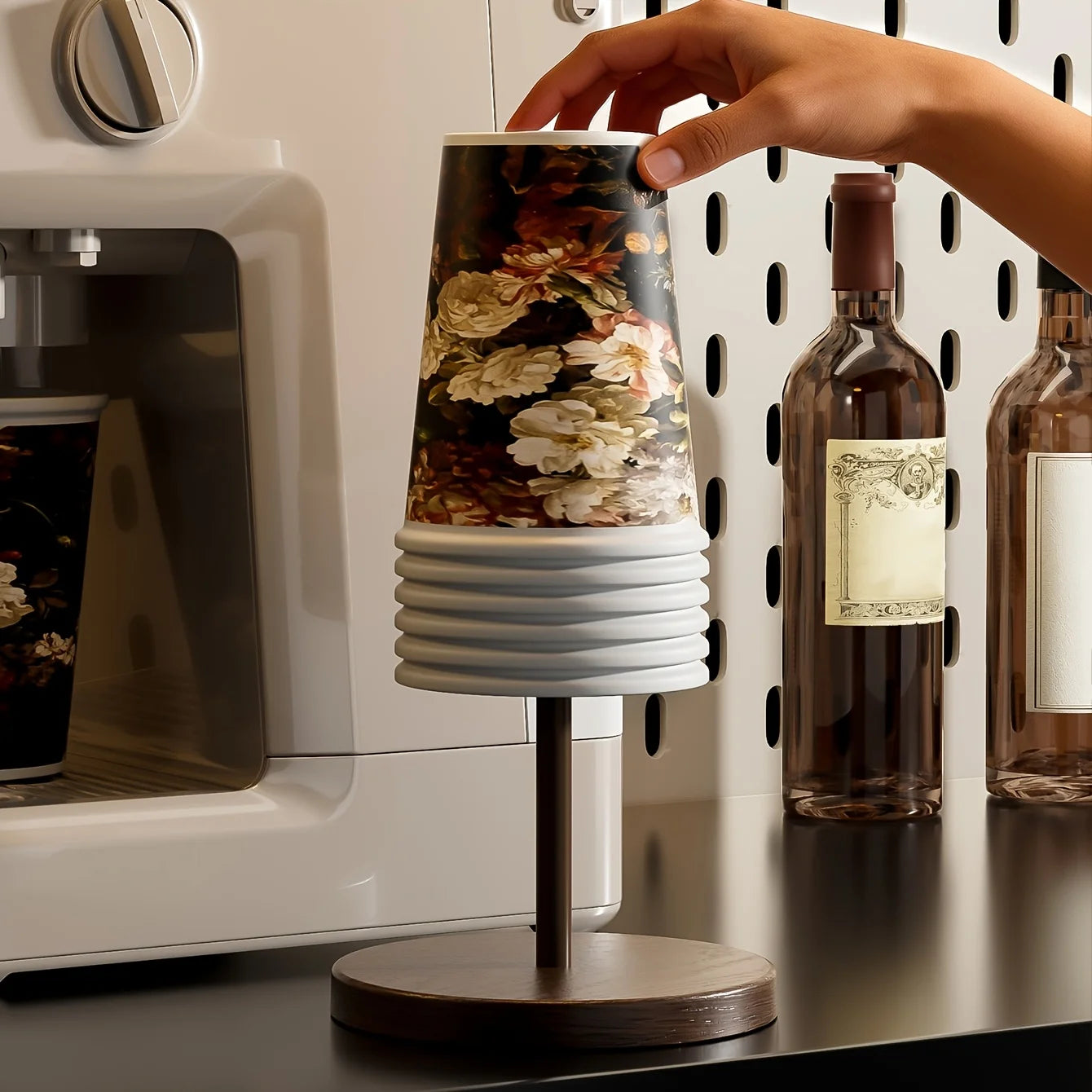 Plastic Creative Round Cup Holde,Suitable for Storing Disposable Paper Cups on Counters and Tabletop,As Well As Outdoor Utensils