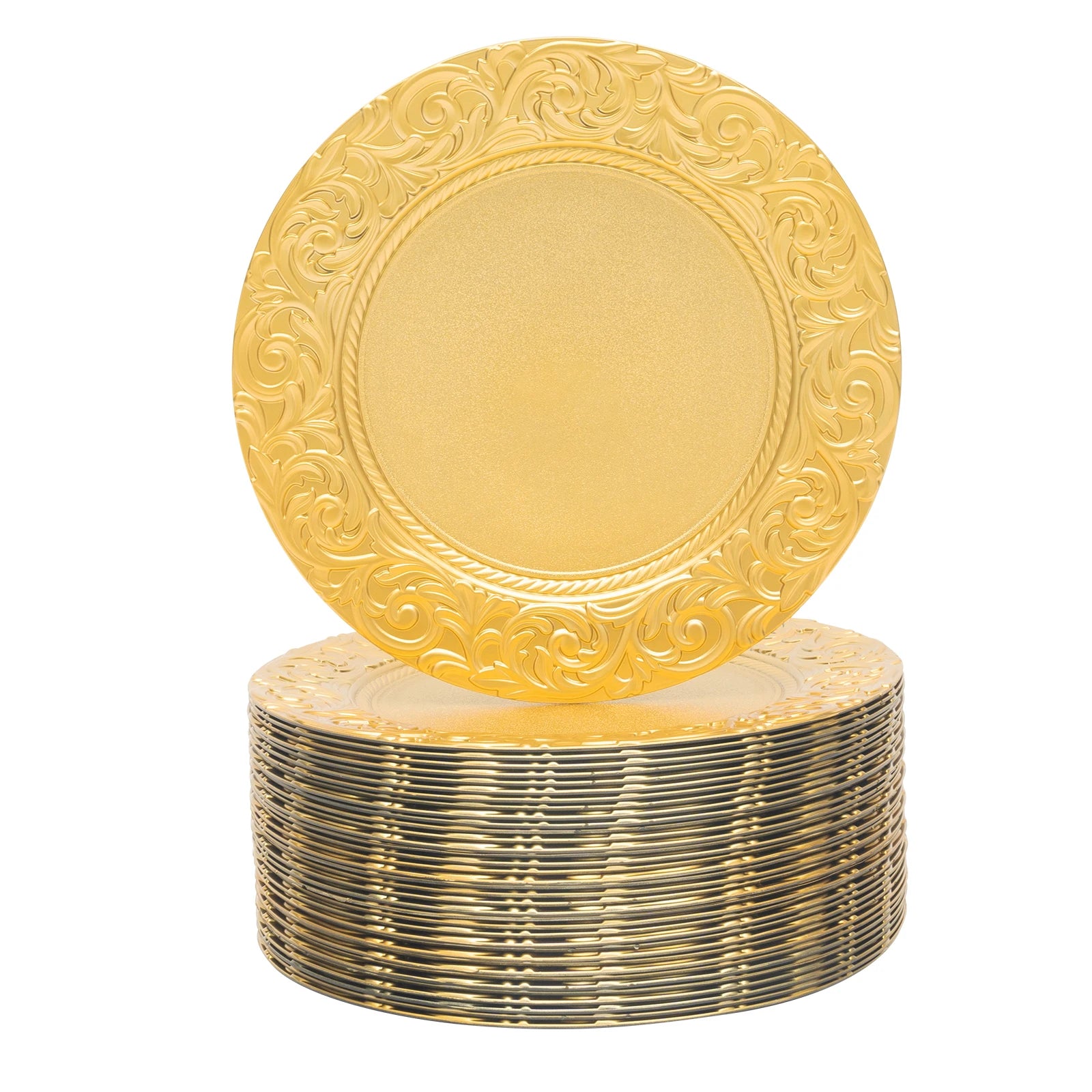 100 Pieces 33*2cm Charger Plates Set, PP Round Charger Plates, Reusable Serving Plates For Birthday Parties, Holidays, Weddings