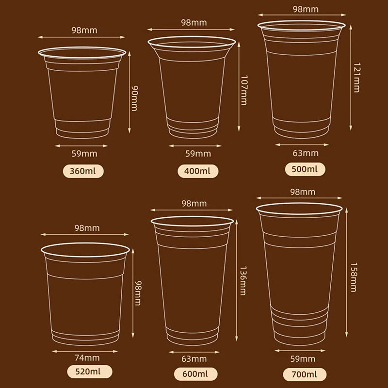 NEW 10PCS Clear Plastic Cup With Strawless Lids Disposable Cups For Iced Coffee Or Juice Party Smoothie Milkshake Cold Drinks