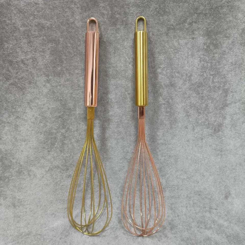 DecorBites Gold Steel Egg Beater Whisk – Baking Set