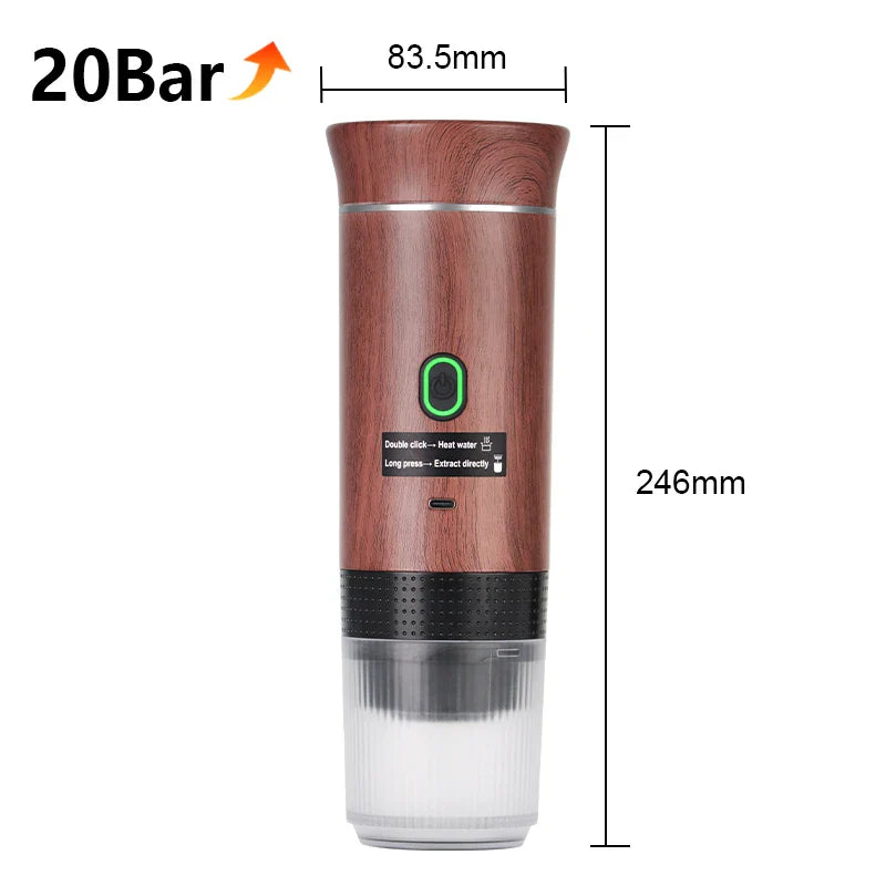 Kabellose elektrische tragbare Espresso-Kaffeemaschine für Auto & Zuhause, Camping-Kaffeemaschine, 3-in-1 Kapsel-Pulver-Reisekaffeemaschine