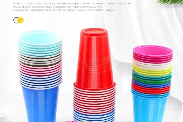 50Pcs Plastic Party Cups 16-Ounce Plastic Water Cups Recyclable Red Blue Cups with Fill Lines for Drinks BBQ Picnic Party