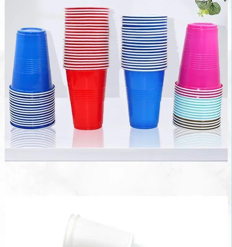 50Pcs/pack 16Oz Plastic Party Cups Disposable Water Cups Recyclable Red Cups with Fill Lines for Drinks,BBQ,Picnic,Party Game