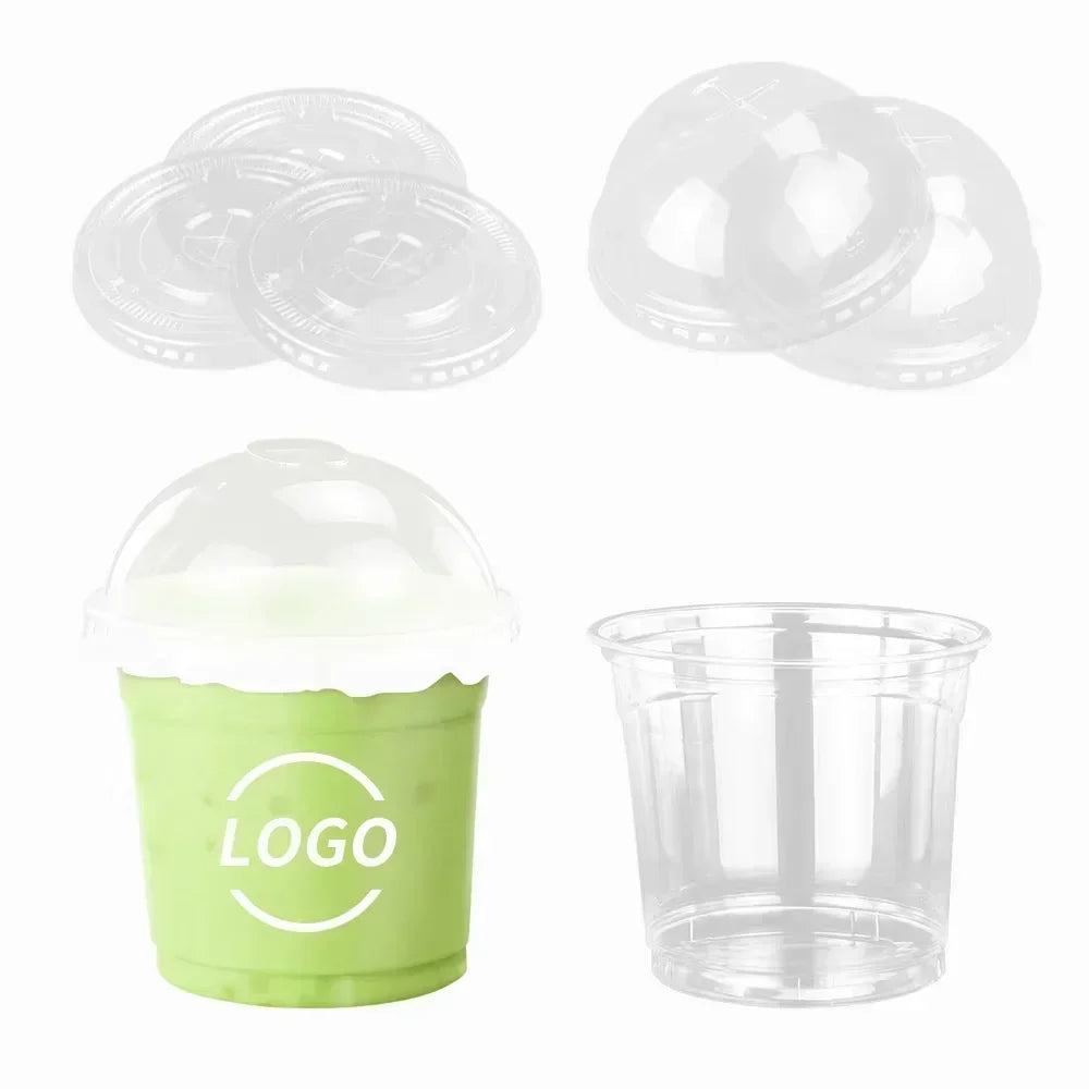 High Quality Disposable Plastic Party Cups with Lids PET Clear Cup Plastic for Iced Cold Drink Coffee Milk Tea Juice Smoothie