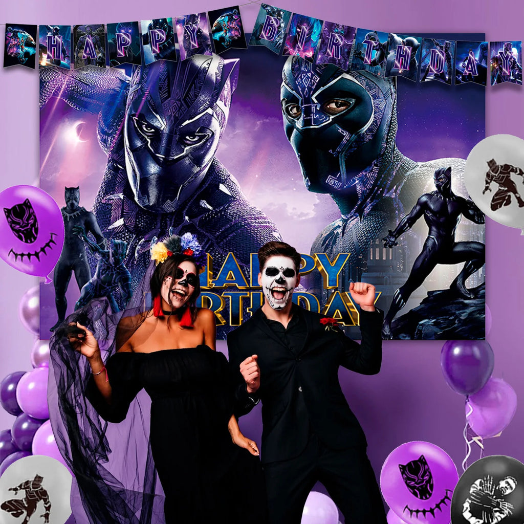Black Panther Birthday Party Decorations,112 Pcs Black Panther Party Supplies&Tableware-Black Panther Balloons Banner Plates etc