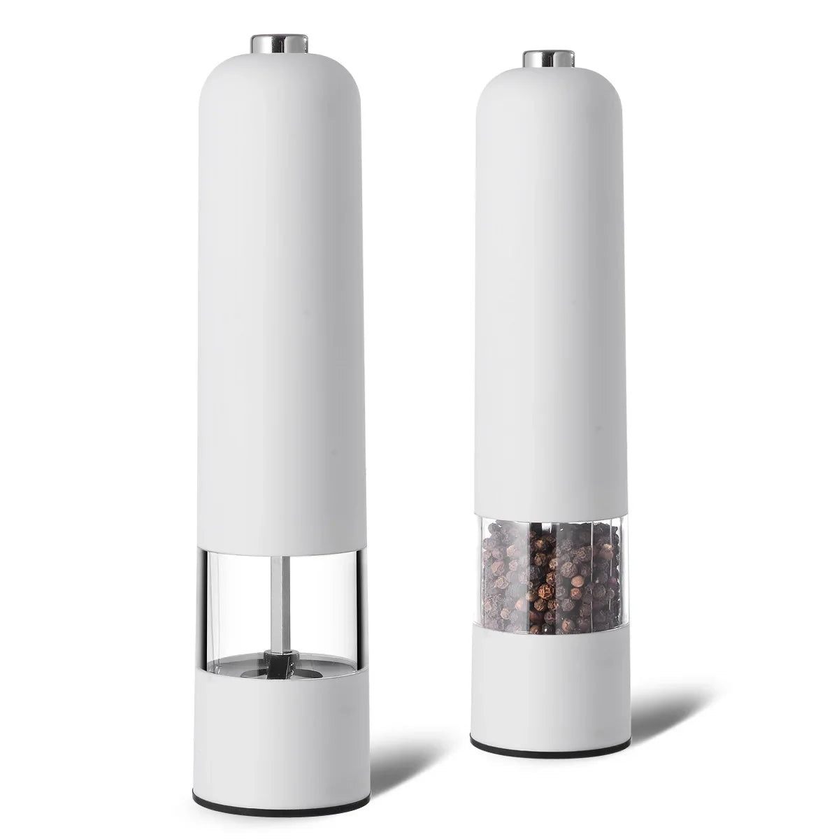 電動ソルト＆ペッパーグラインダー – 自動プラスチックミルシェーカー | 家庭料理用調整可能スパイスグラインダー