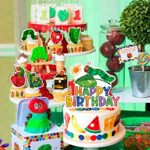 The Very Hungry Caterpillar Party Supplies,73pcs Hungry Caterpillar Birthday Decorations & Tableware Set-Plates Tablecloth etc