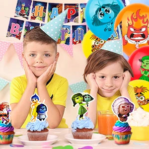 Inside Out Birthday Decorations,98pcs Inside Out Party Supplies&Tableware-Plates Banner Balloon etc Inside Out Party Decorations