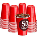 16-Ounce Plastic Party Cups 50 Pack Disposable Plastic Cups Recyclable Red Cups with Fill Lines for Parties Drinks BBQ Picnics