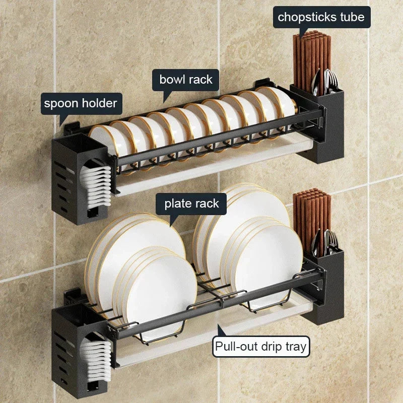 DecorBites Kitchen Wall Organizer Rack – Utensil Drainer & Storage Shelves