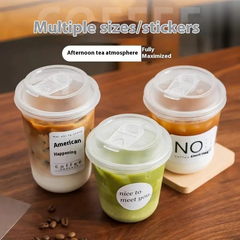 10pcs Transparent Coffee Cups With Lids U-shaped Disposable Cups For Hot Drink Milk Tea Takeaway Beverage Cups