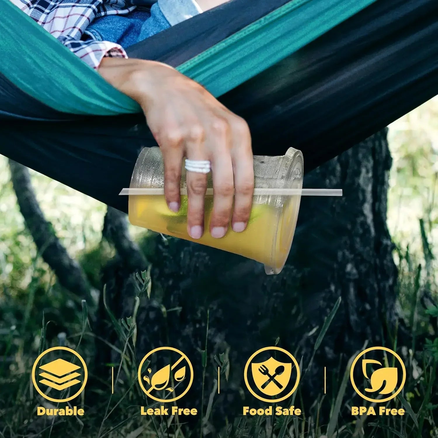 Disposable Plastic Cup With Lid, Perfect For Weddings, Birthdays, Parties, Camping, Smoothies, Milkshakes And Coffee