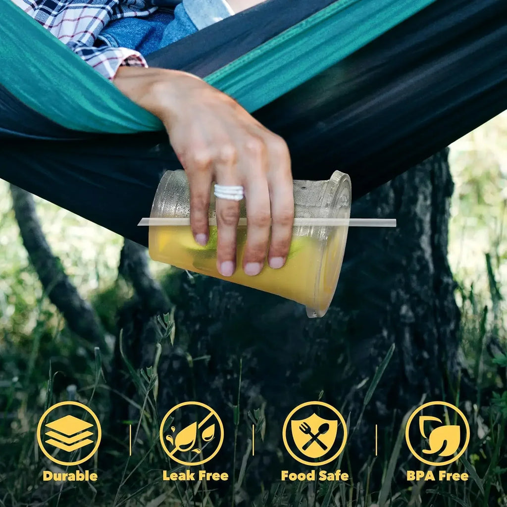 Disposable Plastic Cup With Lid, Perfect For Weddings, Birthdays, Parties, Camping, Smoothies, Milkshakes And Coffee