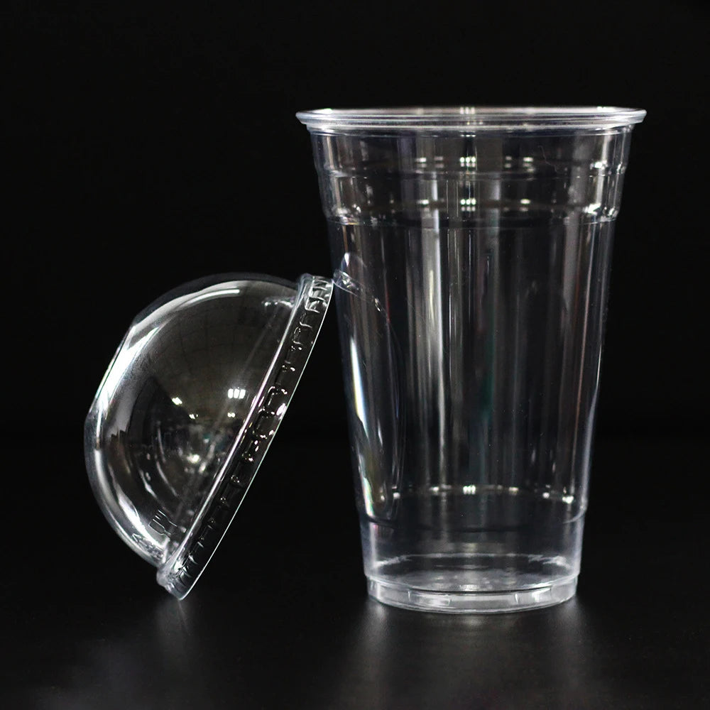 30 Pieces Disposable Transparent Plastic Cups with Lids for Milk Tea Juice Cold Drinks Smoothies Beverage Carry out