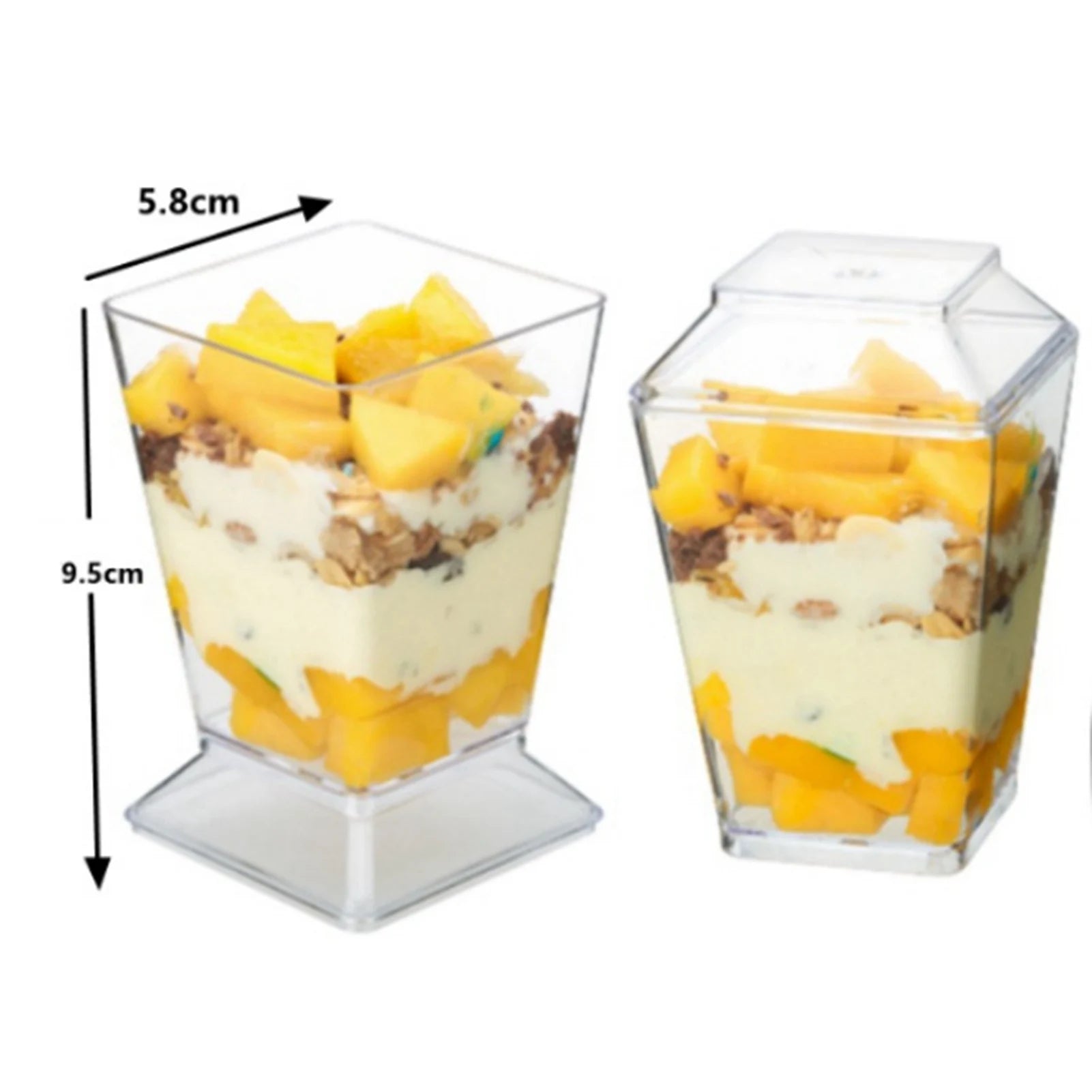 Clear Plastic Dessert Cups Material Reusable Easy Clean Perfect for Parties Fruit Pudding Ice Cream Snacks Stackable Storage