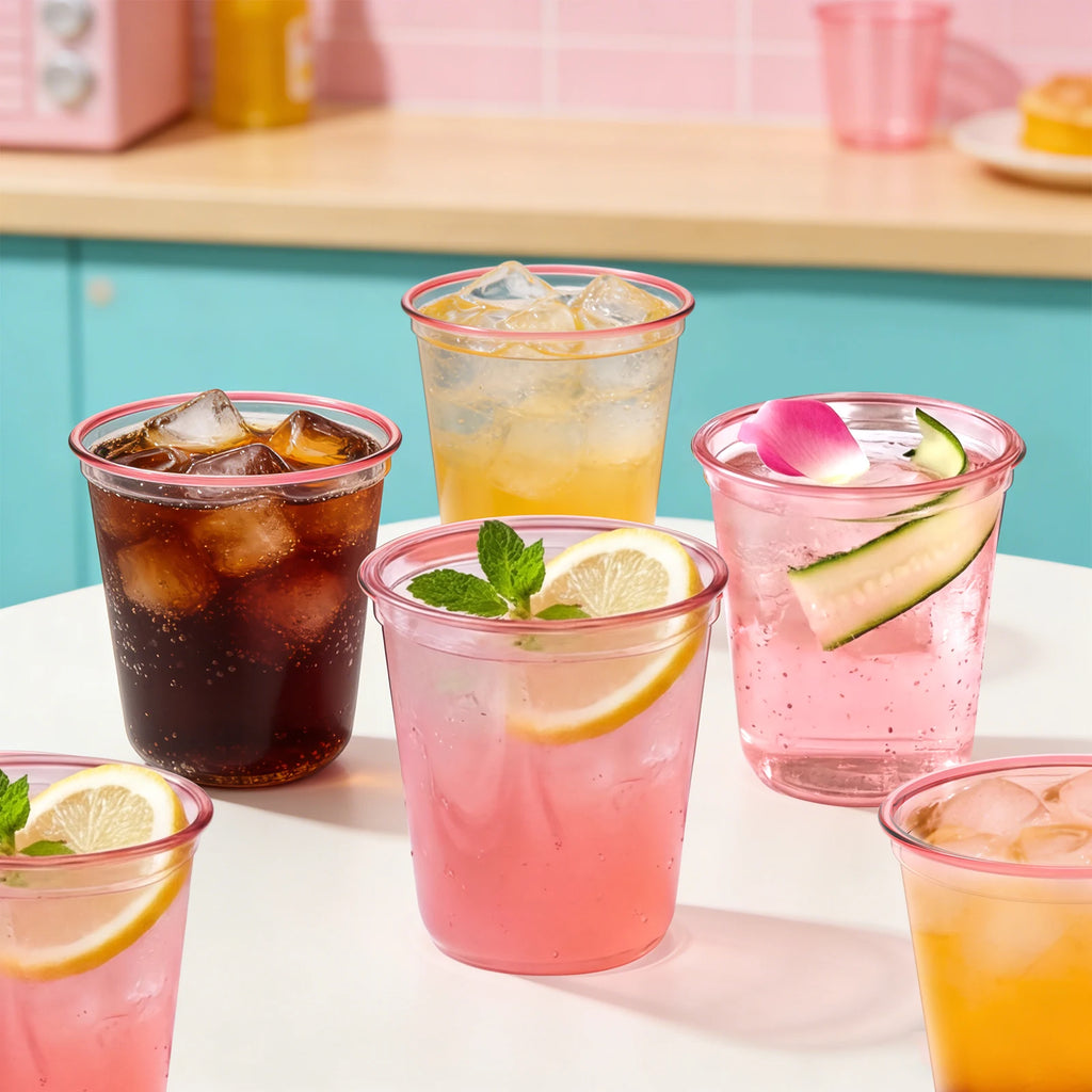 50/100PCS Disposable Transparent Plastic Cups Household Drinking Cups Fruit Juice Coffee Cocktail Cup Birthday Wedding Party
