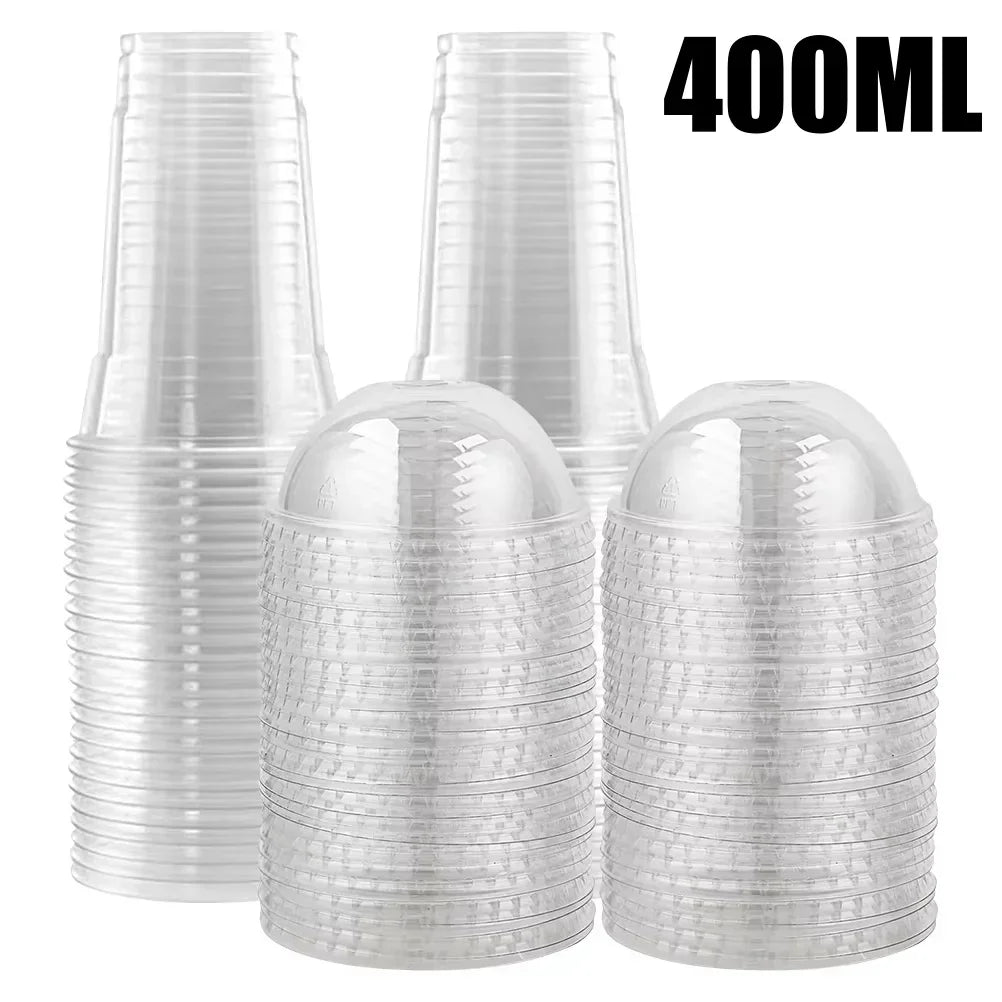 High Quality Disposable Plastic Party Cups with Lids PET Clear Cup Plastic for Iced Cold Drink Coffee Milk Tea Juice Smoothie