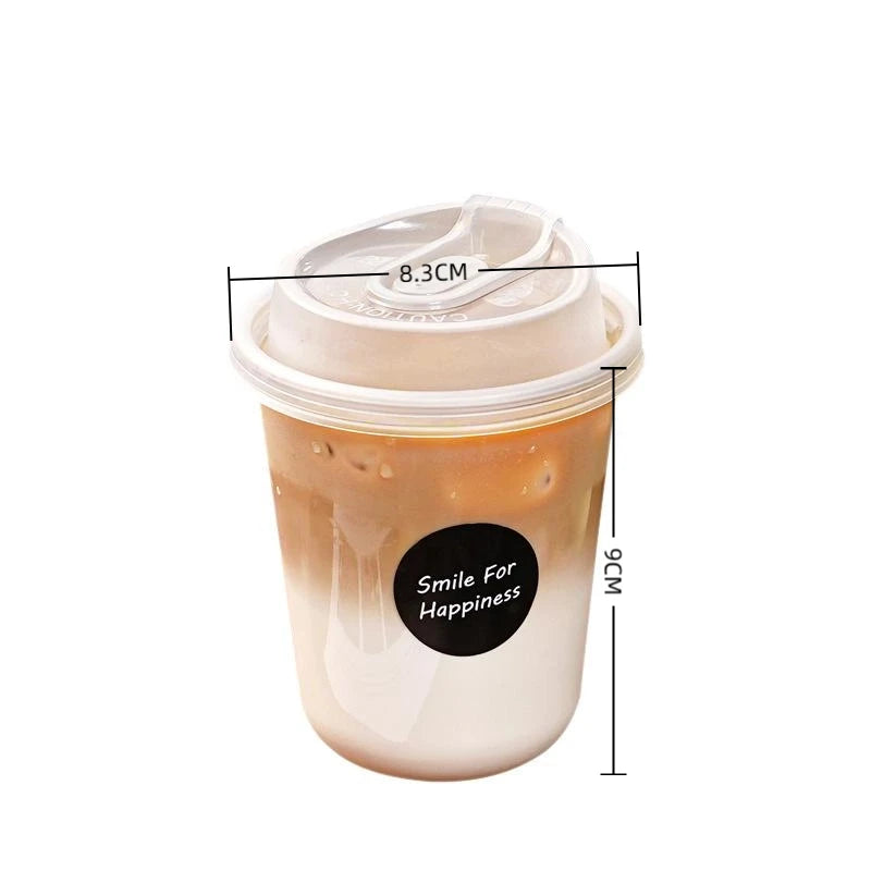 10pcs Transparent Coffee Cups With Lids U-shaped Disposable Cups For Hot Drink Milk Tea Takeaway Beverage Cups